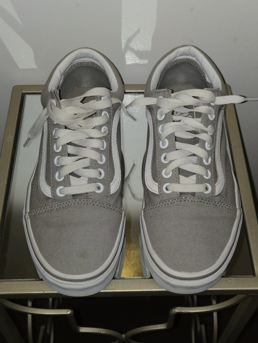 Vans Old Skool Canvas Sneakers Taupe Gray Low Top Men 7 Women 8.5 EU 39